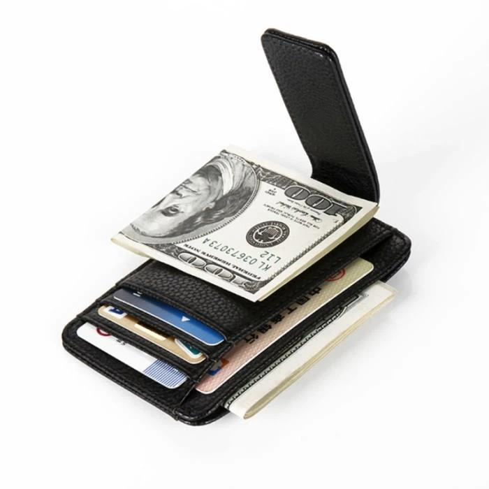 Leather Money Clip Card Holder