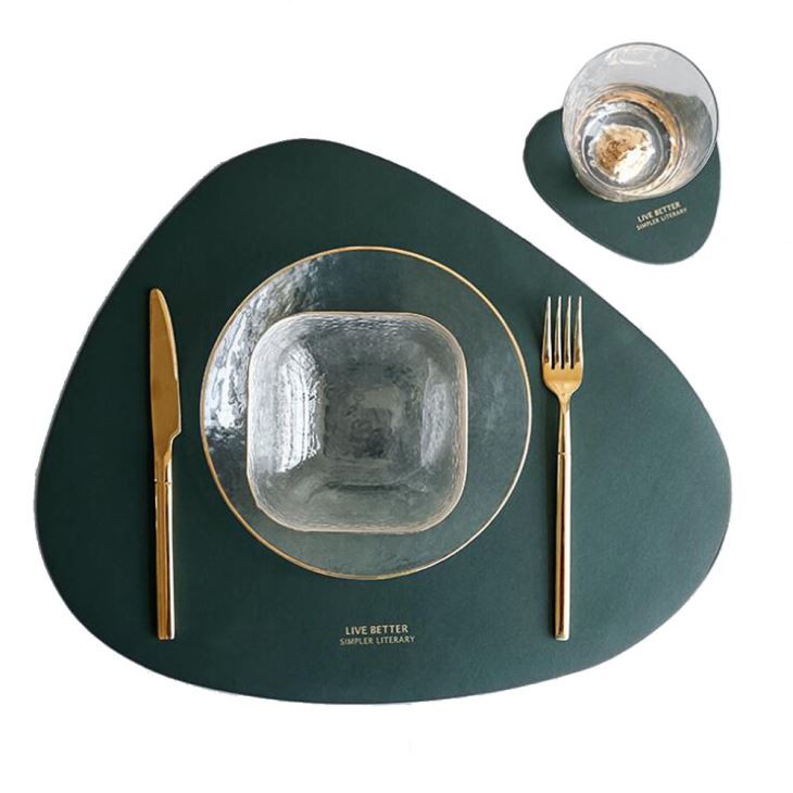 	 leather table mat dining