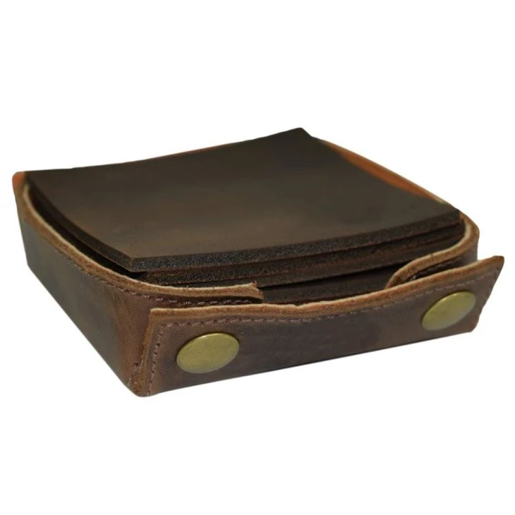 Leather Square Box Set Coasters